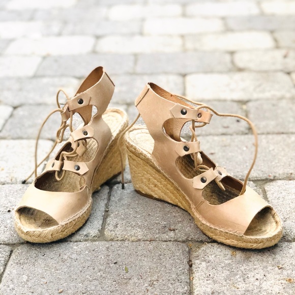 Lace-up Wedge Espadrilles - Picture 1 of 3